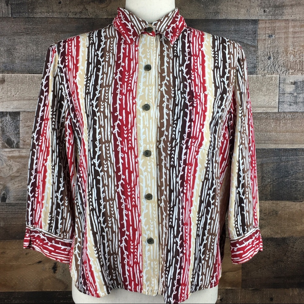 Alfred Dunner Print Button Down Top Shirt Size 8 - Picture 1 of 13